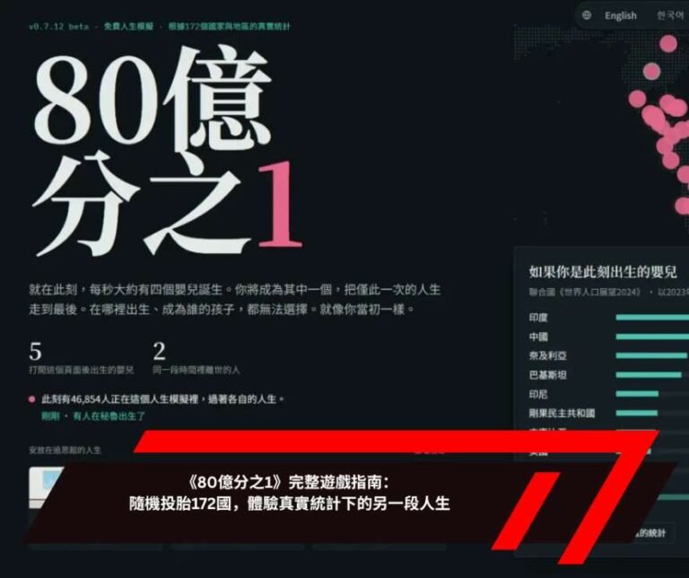 《80億分之1》完整遊戲指南：隨機投胎172國，體驗真實統計下的另一段人生